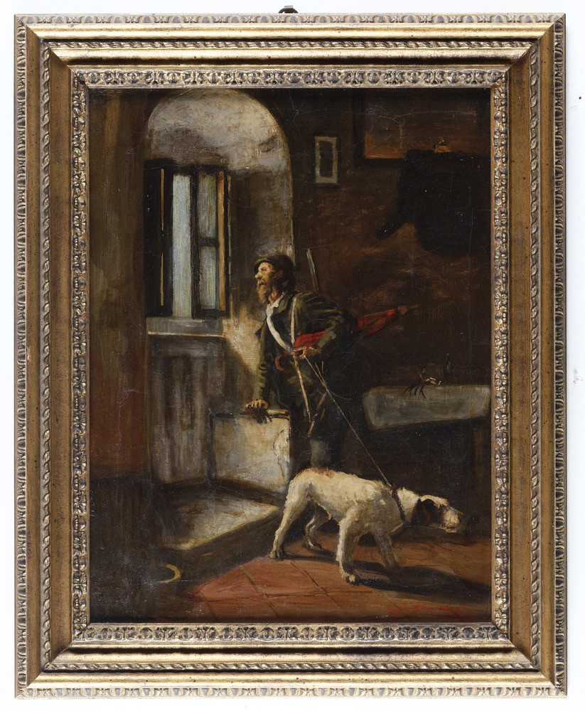 Angelo Silvio Galli - Cacciatore con Cane