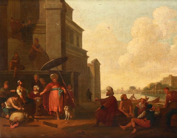 Abraham Jonaz Begeyn (Leida 1637 - Berlino 1697) e Jacob Willemszoon de Wet (Haarlem 1641 - Amsterdam 1697), attribuito a Scena di vita araba