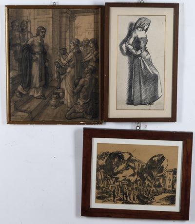 Lotto di Tre Disegni su Carta