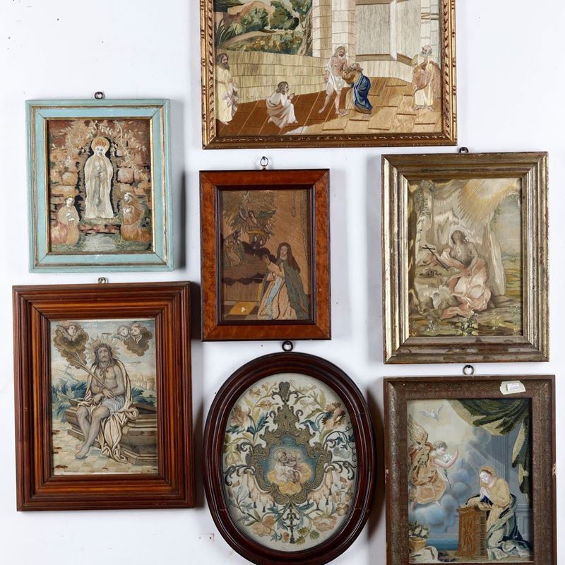 Lotto di tessuti ricamati a tema religioso. Varie epoche e manifatture  - Asta Antiquariato e dipinti - Cambi Casa d'Aste