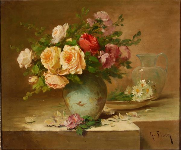 G. Fleury (XX secolo) Vaso di fiori
