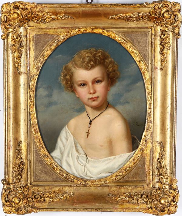 Pittore del XIX secolo Ritratto di bimbo