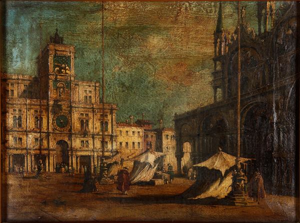 Pittore del XIX secolo Veduta di Venezia con figure