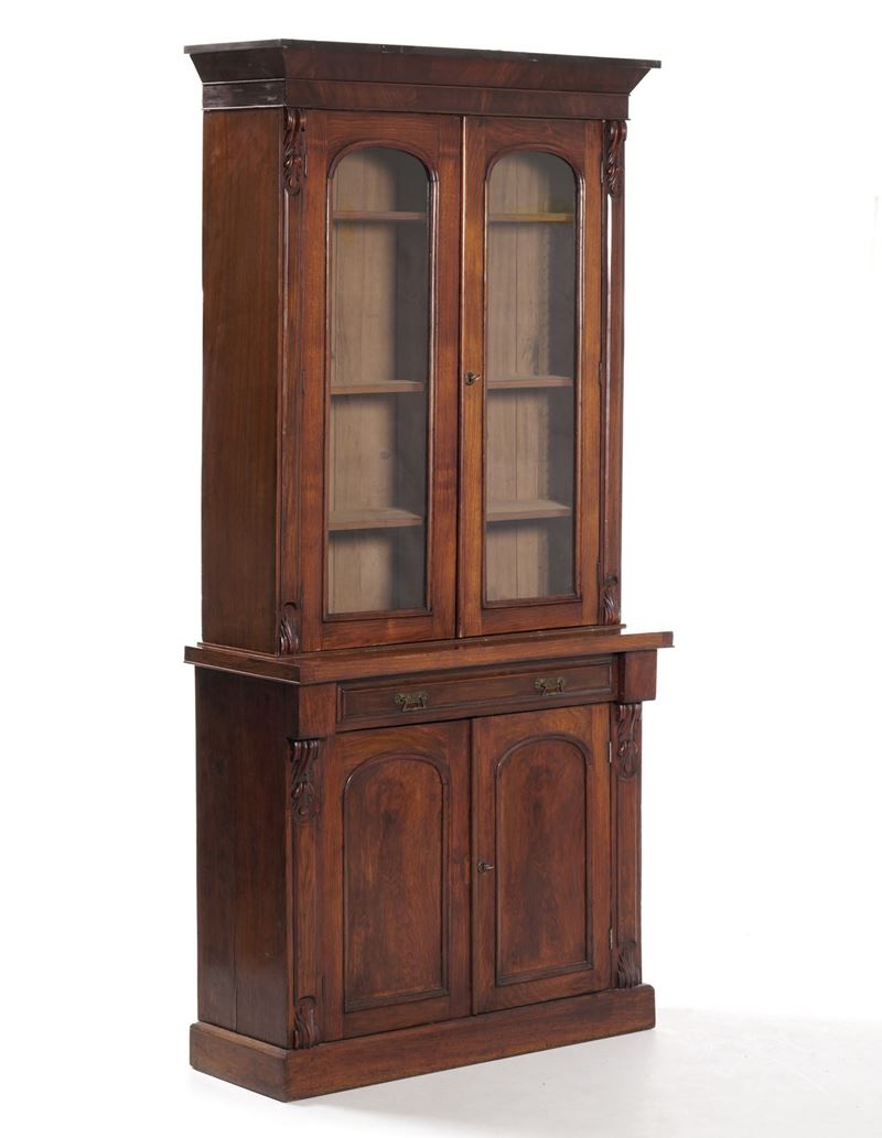 Credenza con alzata a due ante a vetri. XX secolo  - Auction Antique September - Cambi Casa d'Aste