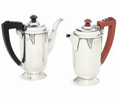 Caffettiera e Teiera. Birmingham, 1934. Argentiere Roberts & Dore