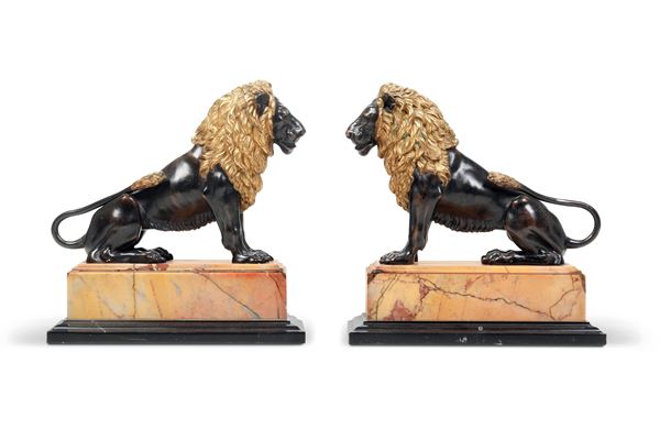 Coppia di leoni. Arte neoclassica del XVIII-XIX secolo