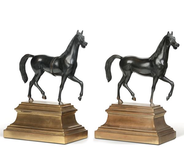 Coppia di cavalli. Fonditore d'oltralpe del XIX-XX secolo
