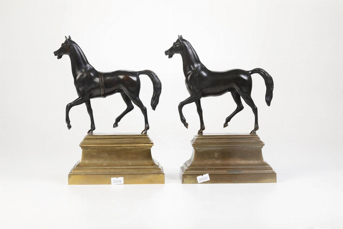 Coppia di Cavalli. Fonditore D'oltralpe del XIX-XX Secolo