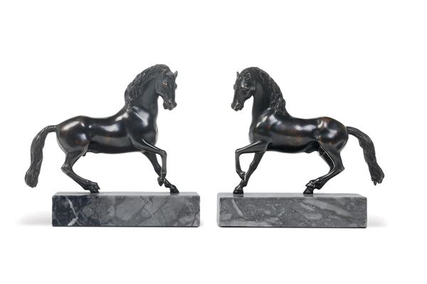 Coppia di cavalli. Fonditore italiano del XIX secolo