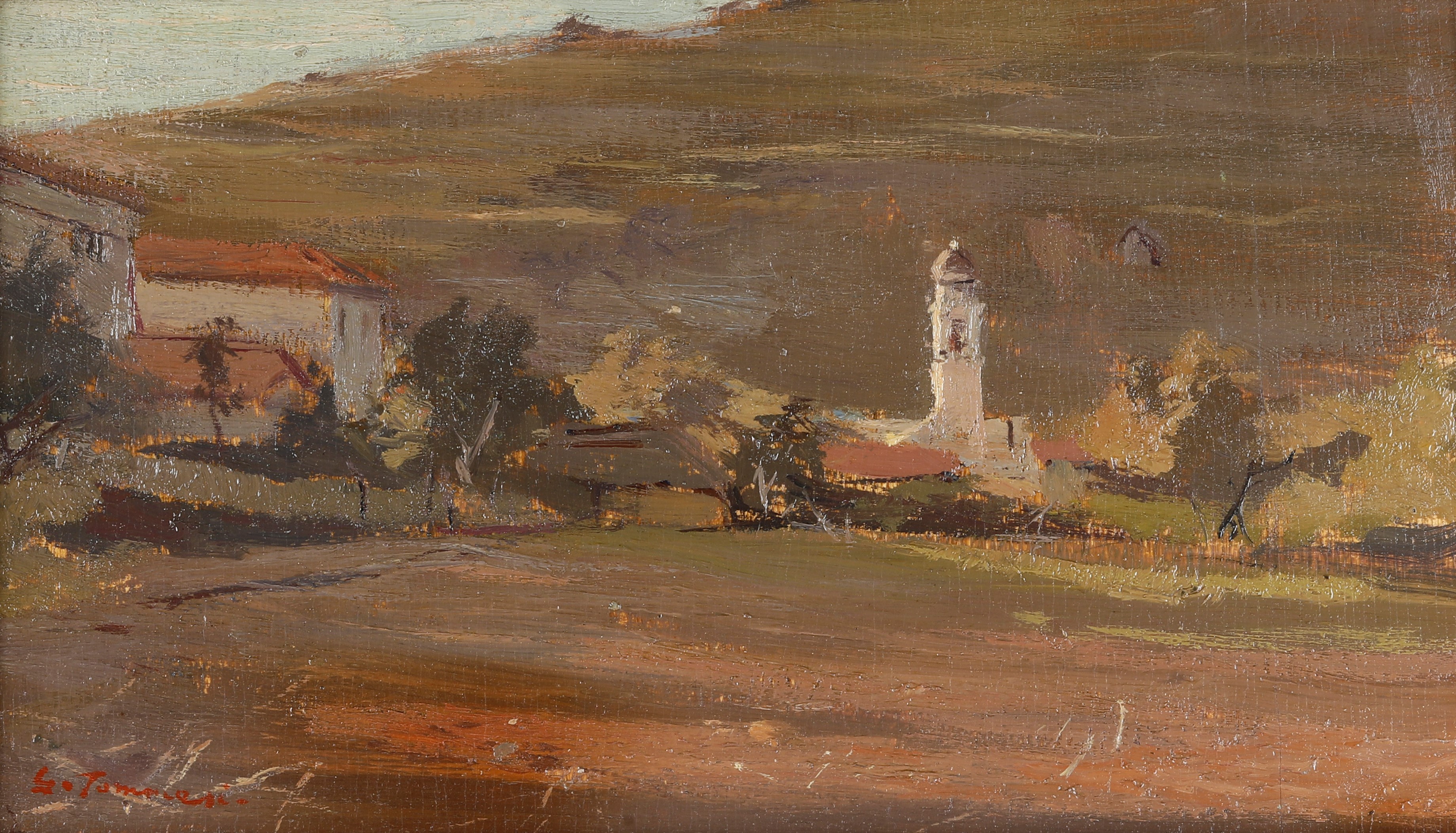 Gino Tommasi - Paesaggio, olio su tavola