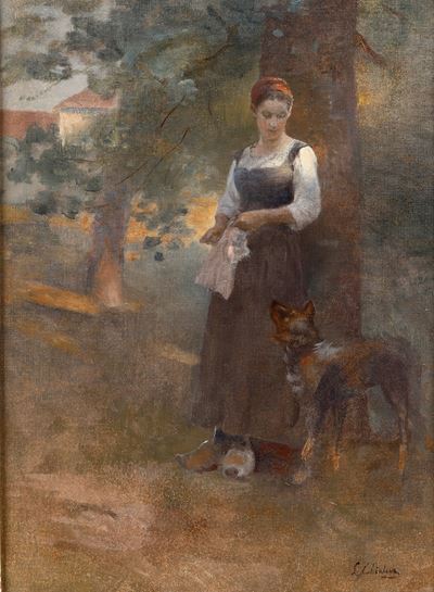 Figura Femminile con Cane