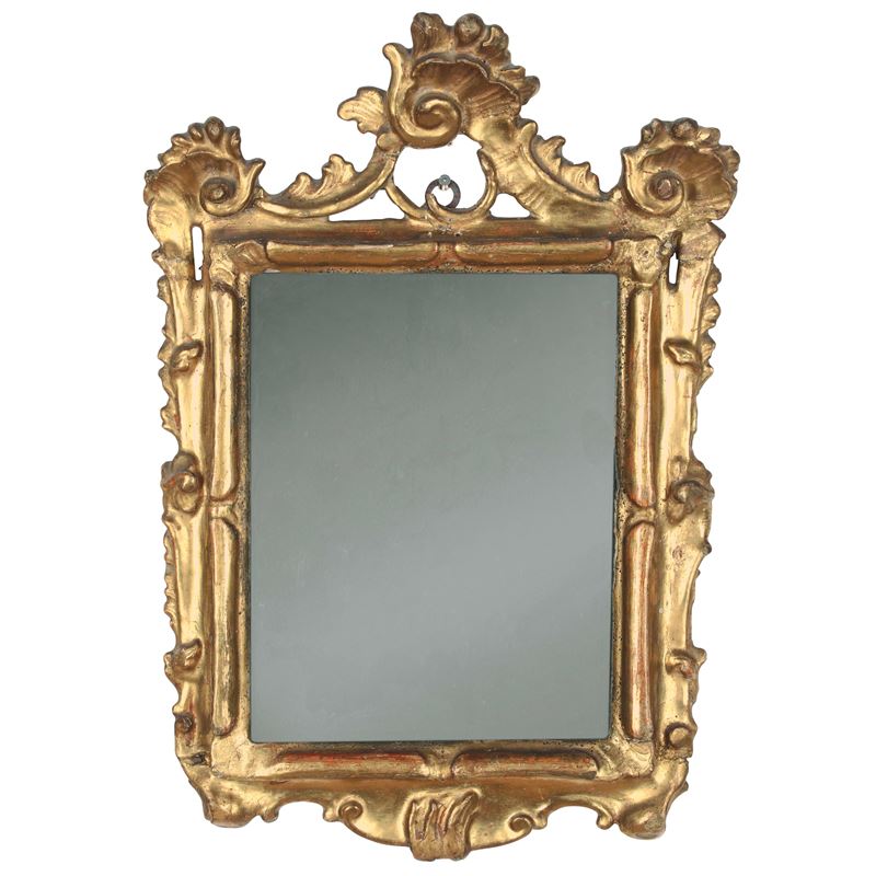 Specchiera in legno intagliato e dorato. XIX secolo  - Asta Antiquariato - Cambi Casa d'Aste