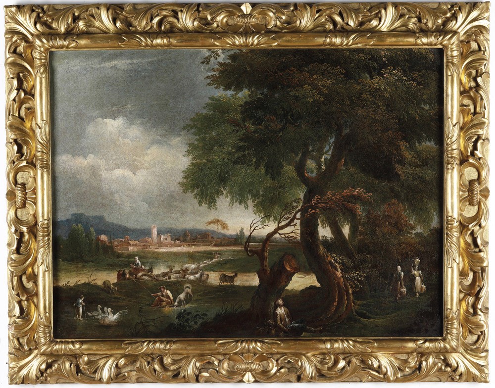 Scuola del XVIII secolo Paesaggi con contadini