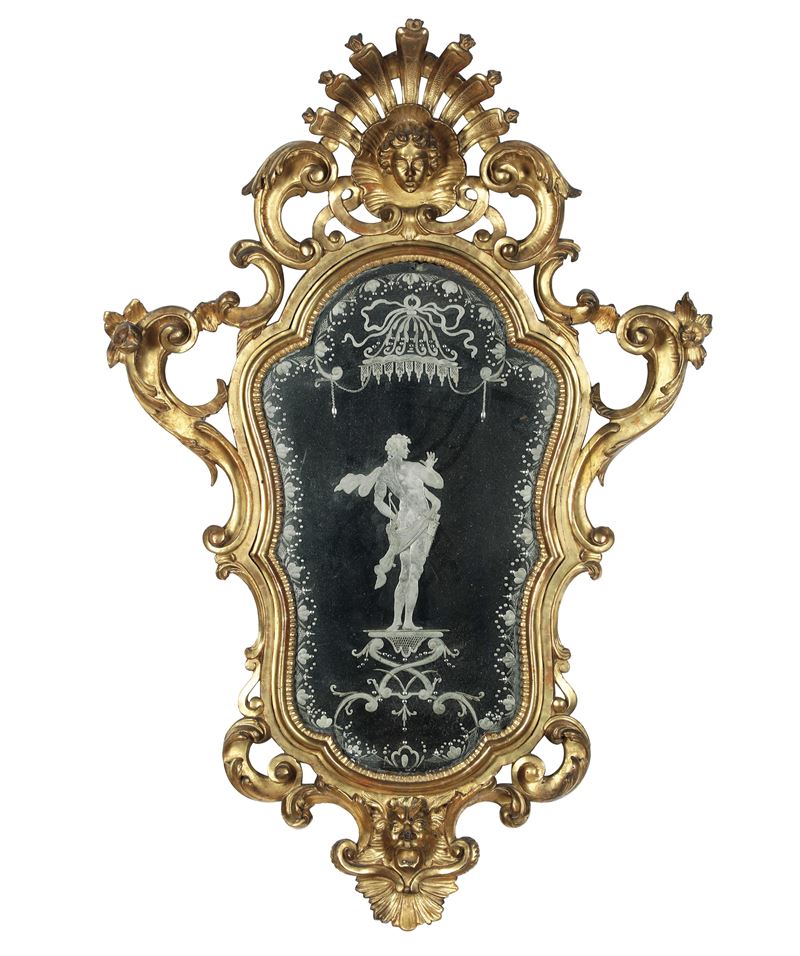 Specchiera in legno intagliato e dorato. Veneto, XVIII secolo  - Asta Dimore Italiane - Cambi Casa d'Aste