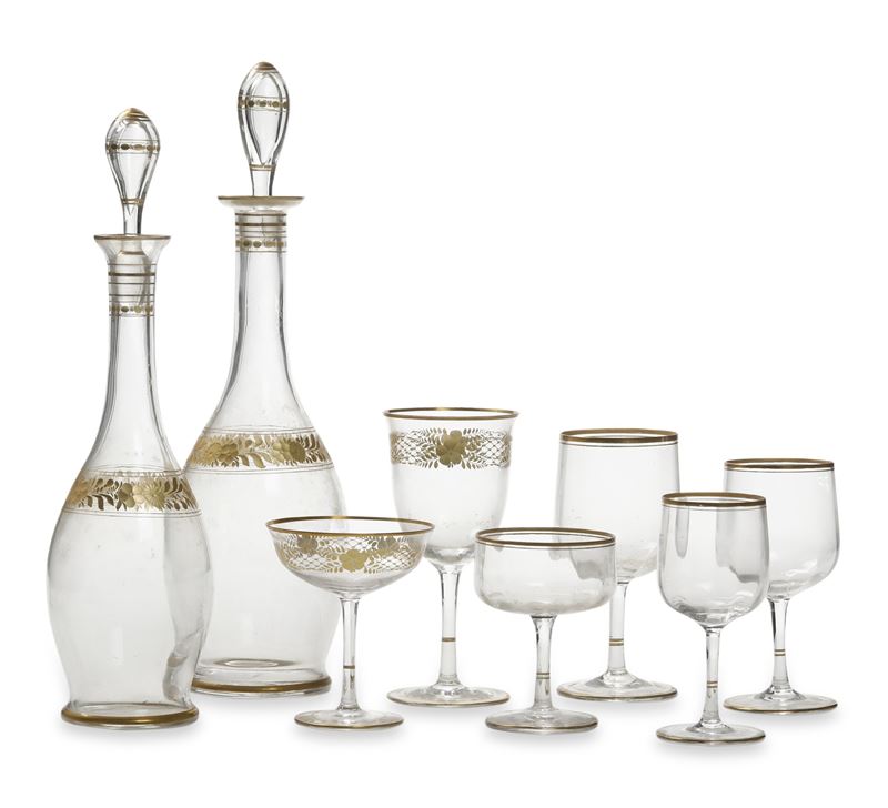 Due parti di servizi di calici. Murano, XX secolo.  - Asta Arredi per la Tavola - Cambi Casa d'Aste