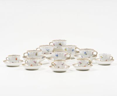 Sei Tazze da Tè e Sei Tazze da Caffè.meissen, Inizio del XX Secolo.