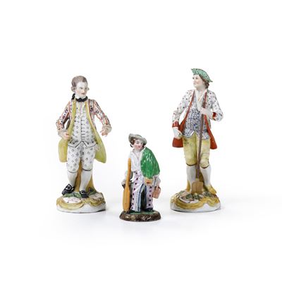 Due figurine in porcellana policroma, Veneto, XIX secolo