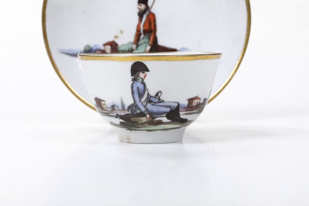 Tazza con Piattinonove, Manifattura Antonibon-parolin, 1798 Circaprobabile Decorazione di Giovann...