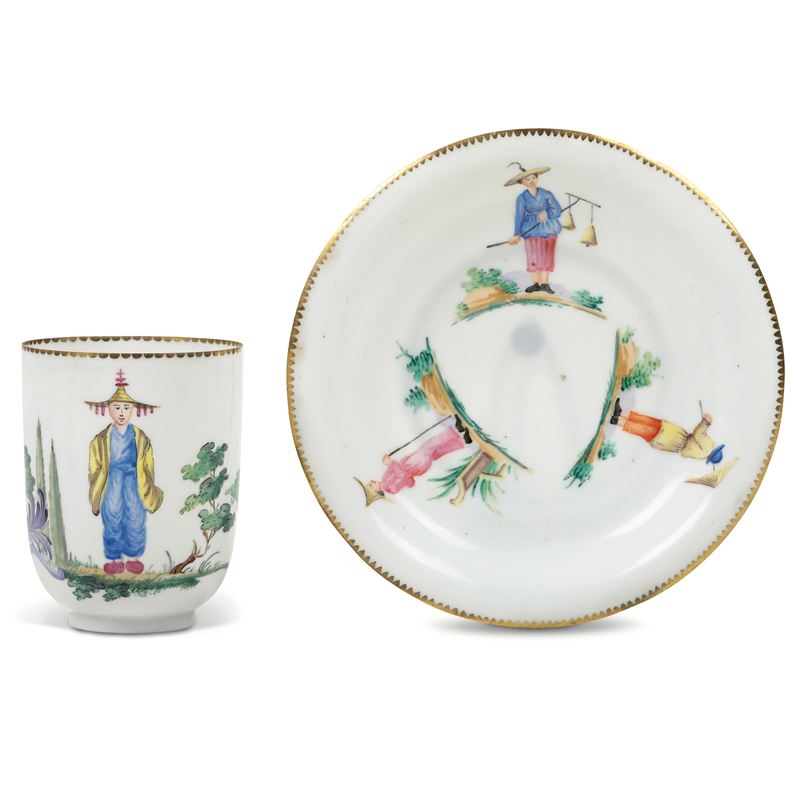 Tazza con piattino Doccia, Manifattura Ginori, 1810-1840   - Auction Majolica, Porcelain and Venetian Figures of a Venetian Collector - Cambi Casa d'Aste