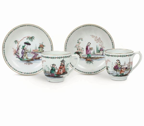 Coppia di tazze con piattino Nove, Manifattura Antonibon, gestione Parolin, 1780-1790