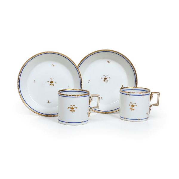 Coppia di tazze con piattino.<BR>Vienna, 1802.