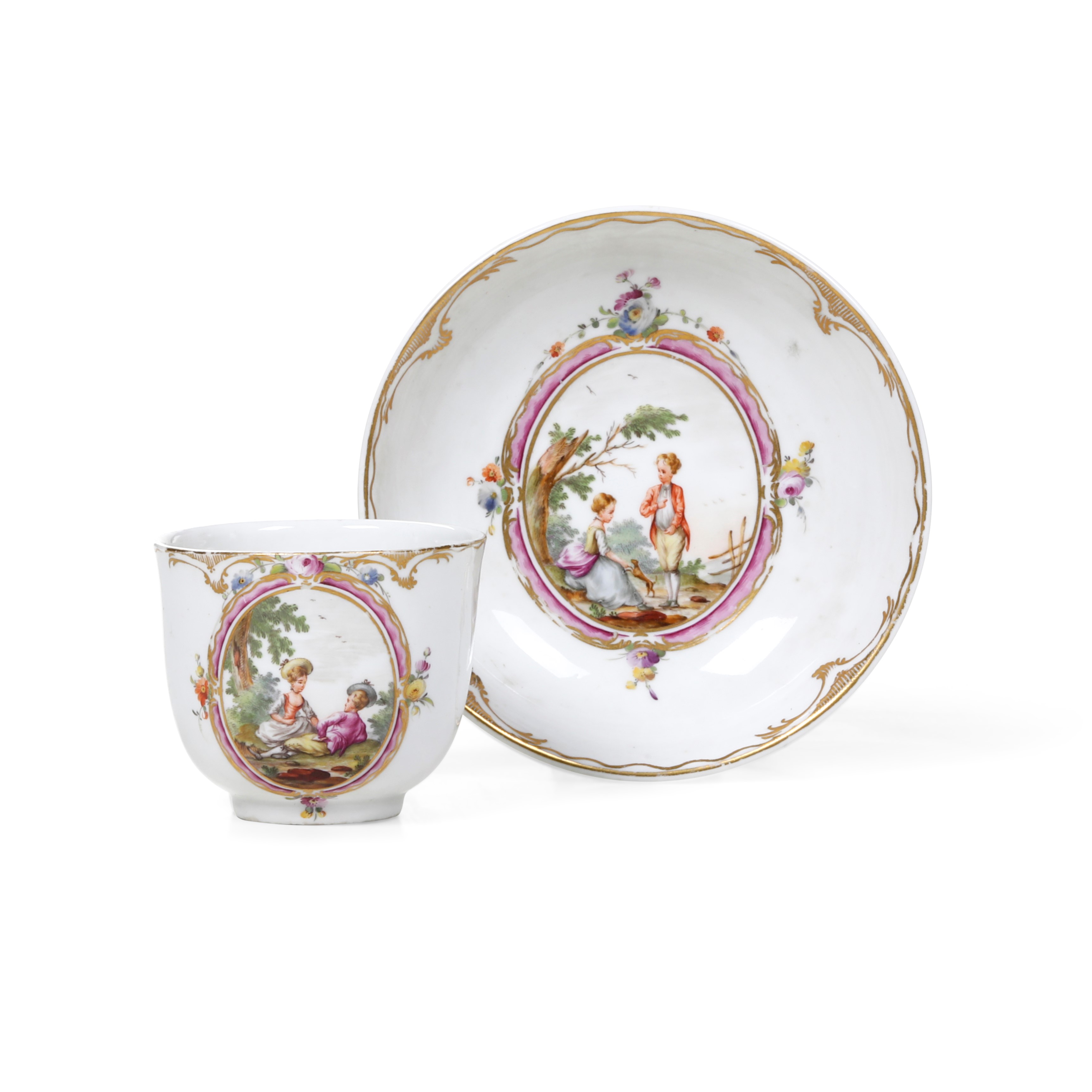 Turingia, Tazza con piattino, porcellana policroma (circa 1780)