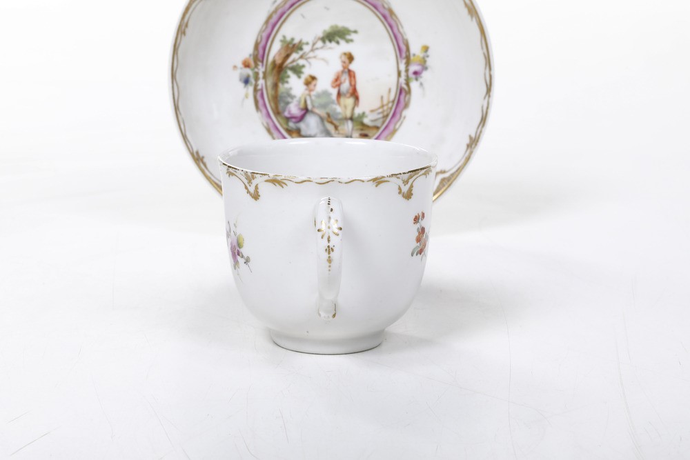 Turingia, Tazza con piattino, porcellana policroma (circa 1780)