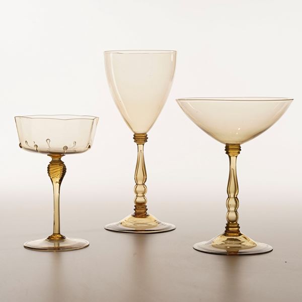 Parte di servizio di calici. Murano, inizio XX secolo.