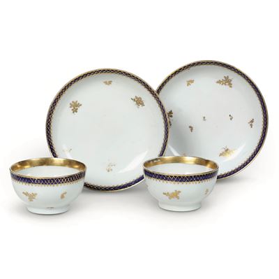 Coppia di Tazze con Piattinonove, Manifattura Antonibon, Periodo Baroni, 1802-1825