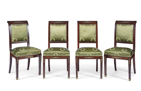 Quattro sedie Impero. XIX secolo