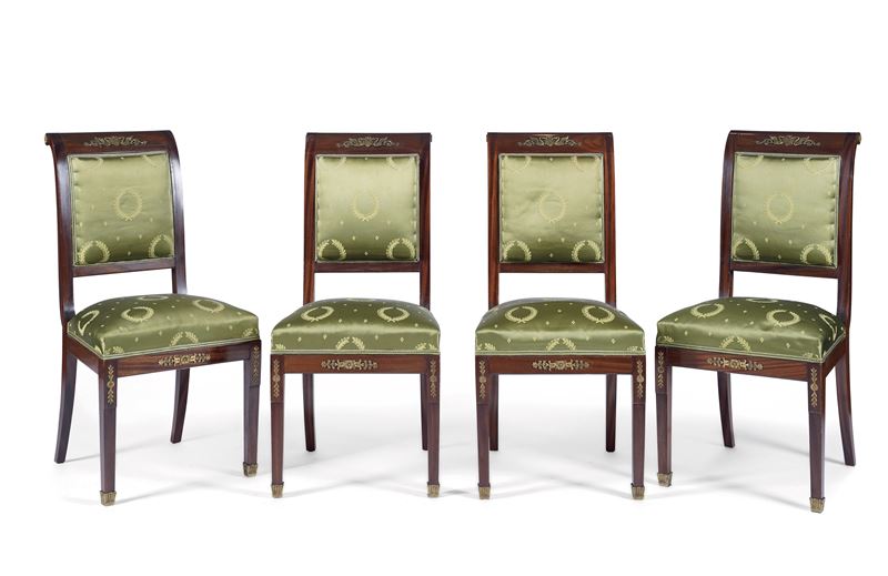 Quattro sedie Impero. XIX secolo  - Auction Italian Mansions - Cambi Casa d'Aste