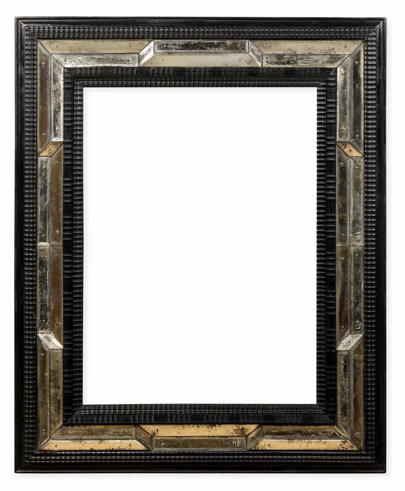 Specchiera guillochè in legno intagliato ed ebanizzato e vetro, Italia o Francia XIX secolo  - Auction Antique Frames - Cambi Casa d'Aste