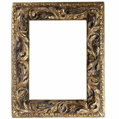 Cornice in Legno Intagliato, Dipinto e Dorato. Italia Settentrionale XVII Secolo