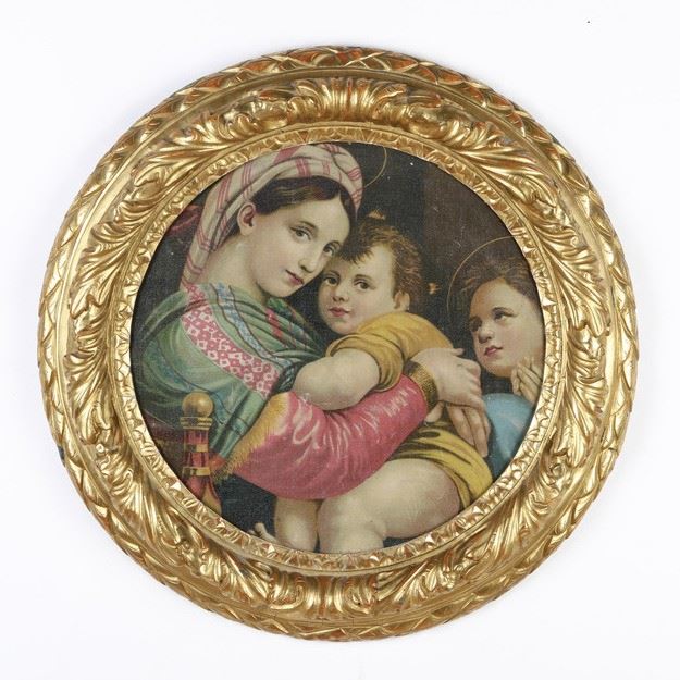 Cornice circolare in legno intagliato e dorato. XIX secolo  - Asta Cornici Antiche - Cambi Casa d'Aste