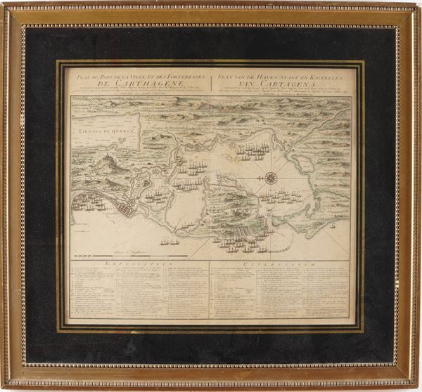 Veduta del porto di Cartagena Plan du port del la ville et des forteresses de carthagene... Amsterdam, Covens et Mortier 1741