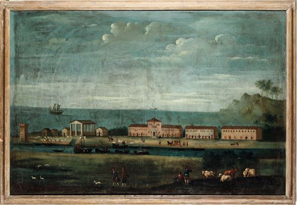 Scuola marchigiana del XVIII secolo Veduta del Porto di Pesaro