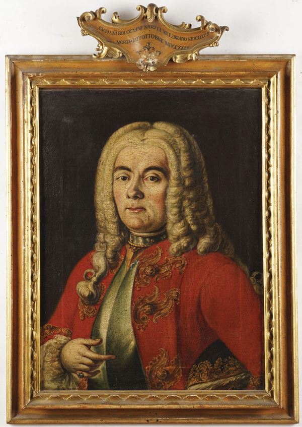 Scuola marchigiana del XVIII secolo Ritratto di nobiluomo in giacca rossa