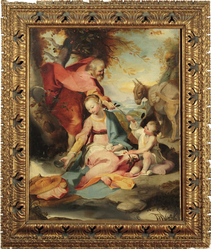 Federico Barocci detto il Fiori : Madonna delle ciliegie  - olio su tela - Asta Dipinti Antichi - Cambi Casa d'Aste