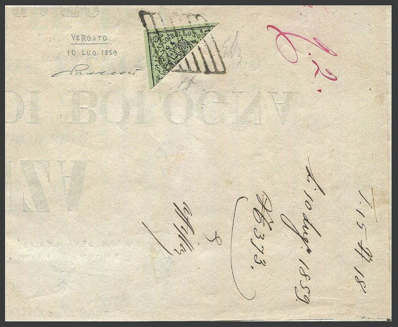 1859, Romagne, francobolli di Pontificio usati nelle Romagne dopo la costituzione del Governo Provvisorio  - Auction Postal History and Philately - Cambi Casa d'Aste