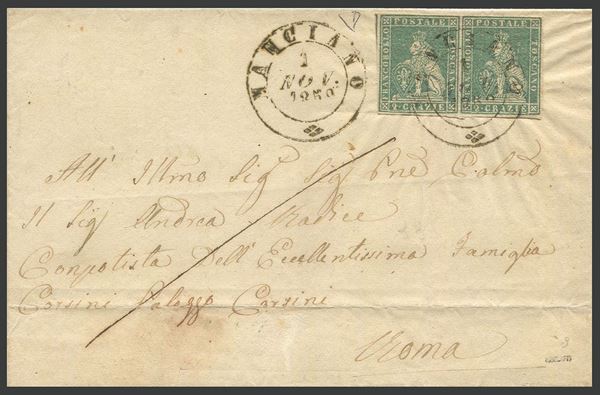 1859, Toscana, Governo Provvisorio, lettera da Manciano per Roma del 1 novembre 1859