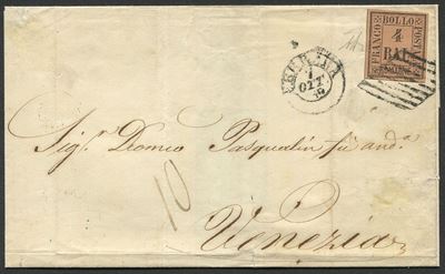 1859, Romagne, Governo Provvisorio, Lettera da Ferrara per Venezia del 7 Ottobre 1859