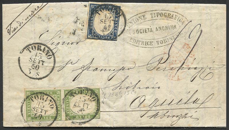 1860, Napoli, Dittatura Garibaldina, comunicazioni Postali con il Regno di Sardegna  - Auction Postal History and Philately - Cambi Casa d'Aste