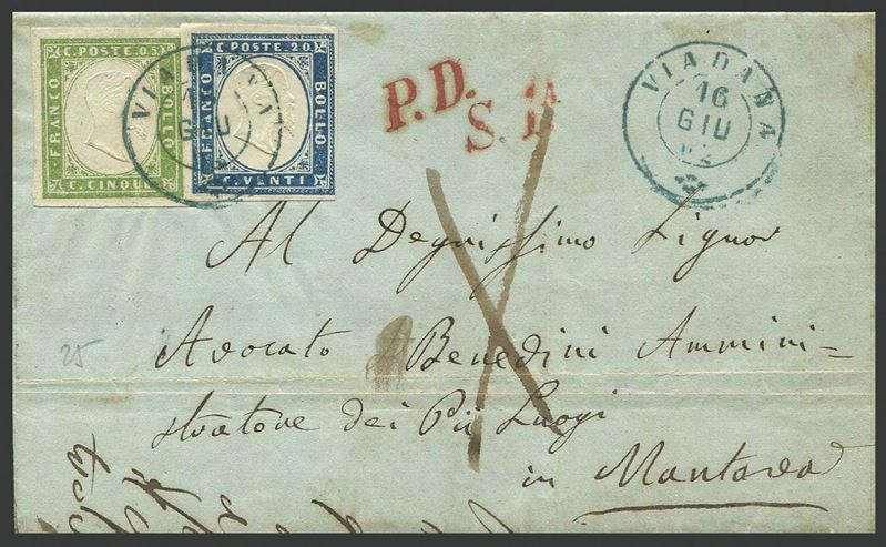 1863, Sardegna, lettera da Viadana per Mantova del 16 giugno 1863  - Asta Storia Postale e Filatelia - Cambi Casa d'Aste