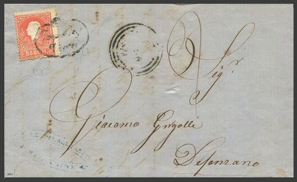 1861, L.Veneto, lettera da Malcesine (VR) per Desenzano, dal 6 febbraio 1861