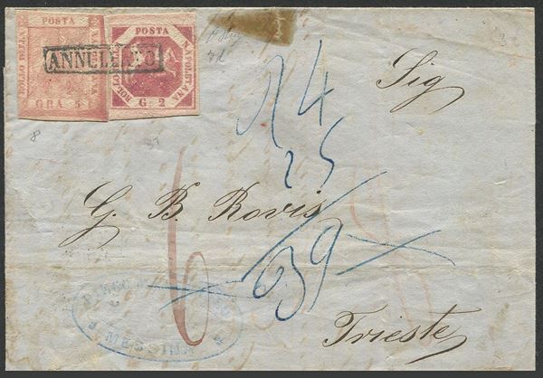 1860, Napoli, lettera da Messina per Trieste, via Napoli, del 10 gennaio 1860