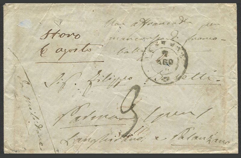 1866,Terza guerra d'Indipendenza, lettera scritta da un militare dislocato a Storo, per Palanzano, del 6 agosto 1866  - Auction Postal History and Philately - Cambi Casa d'Aste