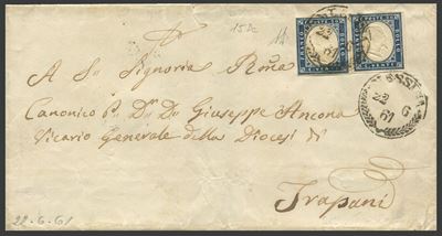 1861, Sicilia, Lettera da Messina per Trapani dal 22 Giugno 1861