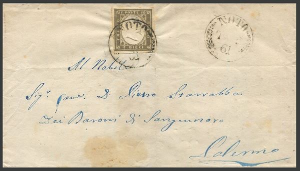 1861, Sicilia, Lettera da Noto per Palermo del 7 maggio 1861
