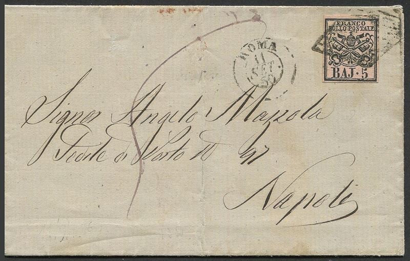 1860, Stato Pontificio, lettera da Roma per Napoli dell'11 settembre 1860  - Auction Postal History and Philately - Cambi Casa d'Aste
