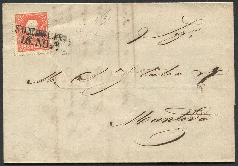 1860, Lombardo Veneto, lettera "contrabbandata", cioè scritta a Ponte (Lagoscuro-Lombardia) il 15 novembre 1860  - Auction Postal History and Philately - Cambi Casa d'Aste